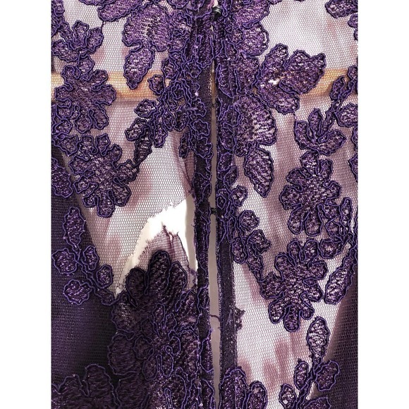 JS Collection Eggplant Ottoman Gown V-neckline Sleeveless Lace Maxi 10 - Picture 9 of 16